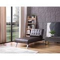 Nathaniel Home Nathaniel Home 90026-11BR Button Tufted Back Convertible Chaise Lounger with Lumber Support Pillow; Brown 90026-11BR